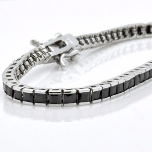 💎 Sterling Silver Black Sapphire Tennis Bracelet